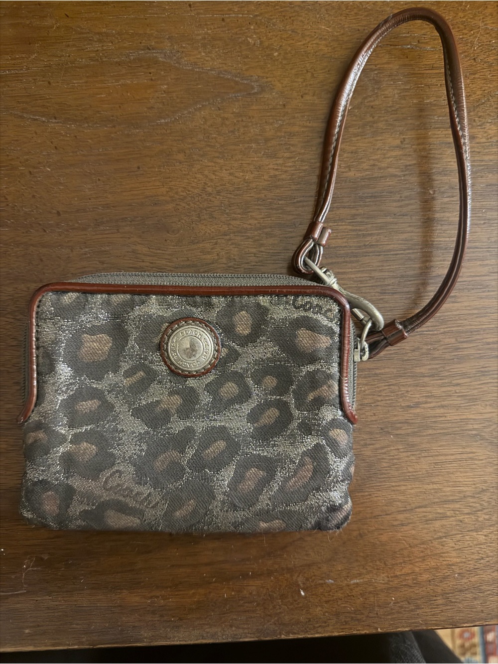 Coach Leopard Print Wristlet Clutch